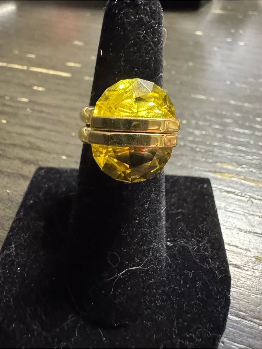 Swarovski Yellow Crystal Statement Ring - Gold Tone
